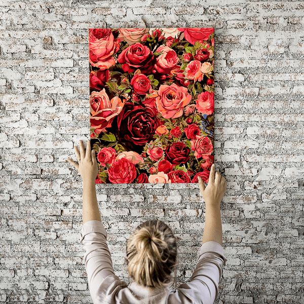 Malen nach Zahlen Wandbild Rosenblüten