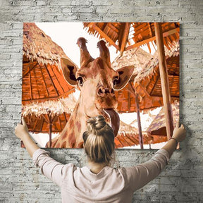 Malen nach Zahlen Wandbild Crazy Giraffe