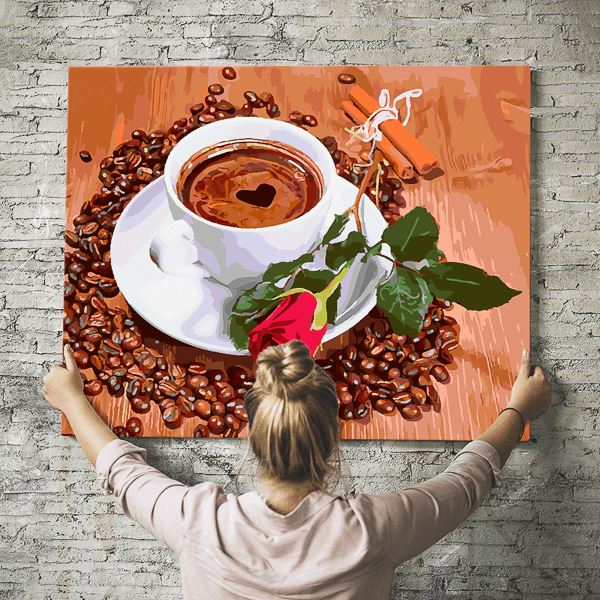 Malen nach Zahlen Wandbild Rosenkaffee