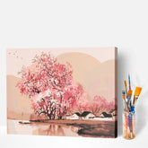Malen nach Zahlen fertiges Motiv Kirschblütenbaum