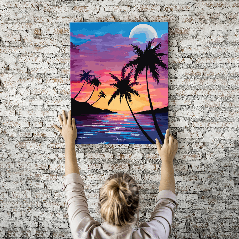 Malen nach Zahlen Set Wandbild Sunset by the sea
