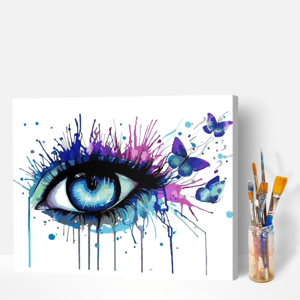 Malen nach Zahlen Set Leinwand Watercolor Eye