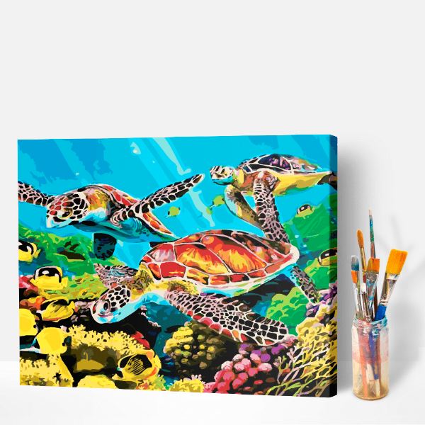 ABEUTY Malen Nach Zahlen – Wasser Korallen Tiere, DIY Ölgemälde Auf Leinwand 40x50 Cm