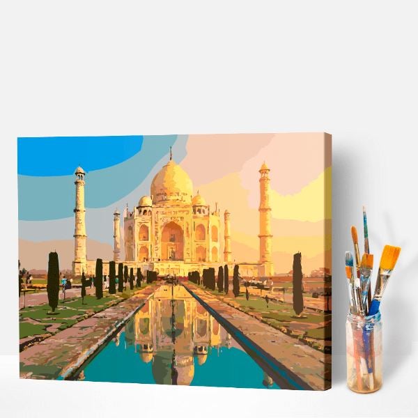 Malen nach Zahlen fertiges Motiv Taj Mahal "Palast der Liebe"