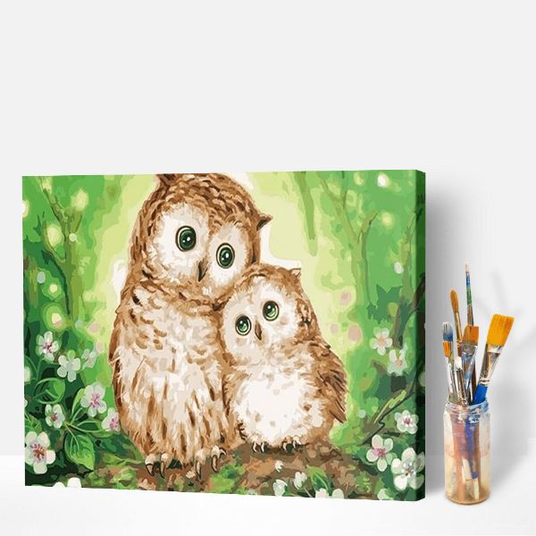 Malen Nach Zahlen Erwachsene 40x50cm Eule Im Wald - DIY Ölgemälde Set Mit Leinwand & Pinseln